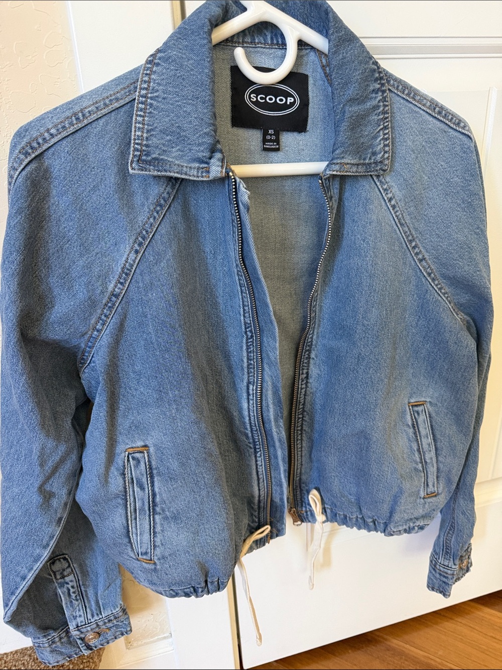 Scoop Light Wash Denim Zip-Front Jean Jacket